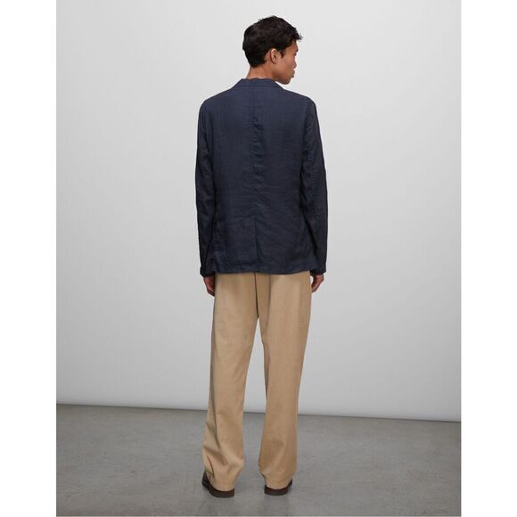 ASPESI Unisex Navy Cotton Seersucker Three Button Blazer Drawstring Short Set - Picture 4 of 14